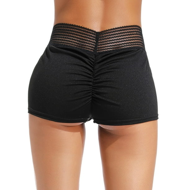 Blue S VIccoo Shorts Women High Waist Stretch Workout Shorts Butt Lift Stripes Yoga Shaping Pants